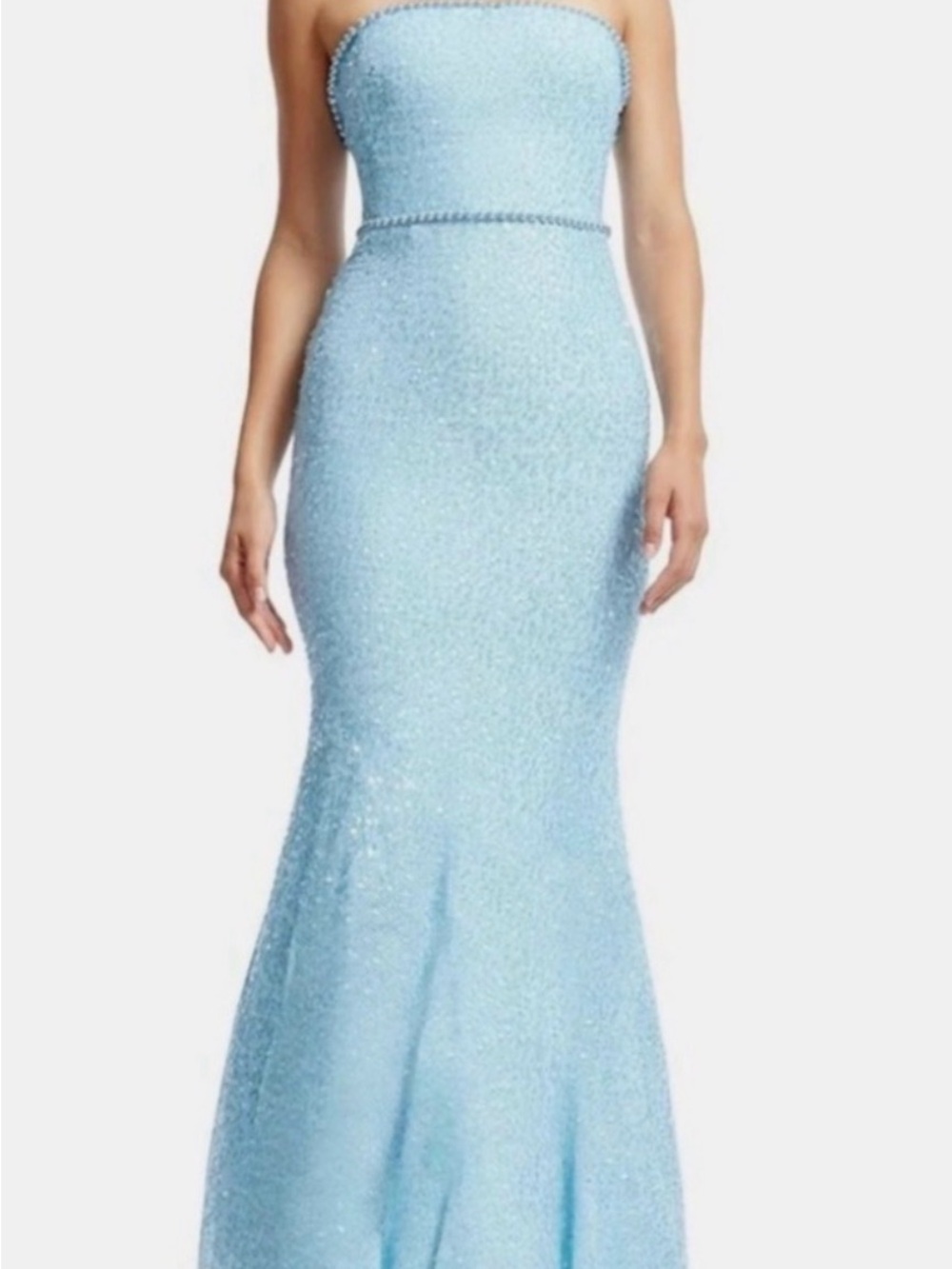 Dress the Population Strapless Light Blue Sequin Mermaid Gown